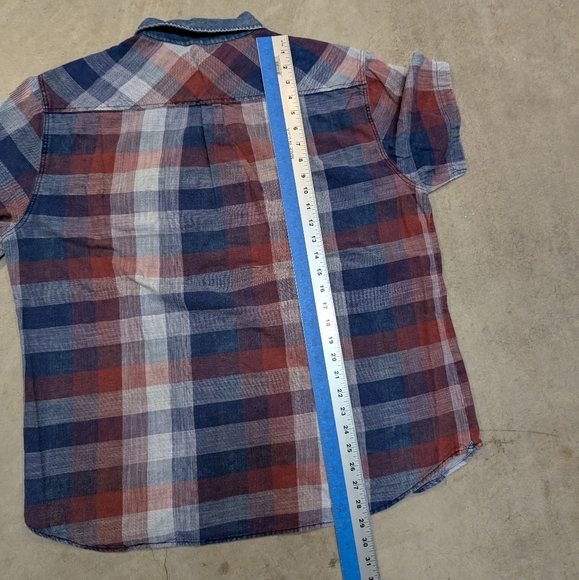 Carbon 2 Cobalt Men's Plaid Short Sleeve Shirt Button Up Cotton - Picture 4 of 5